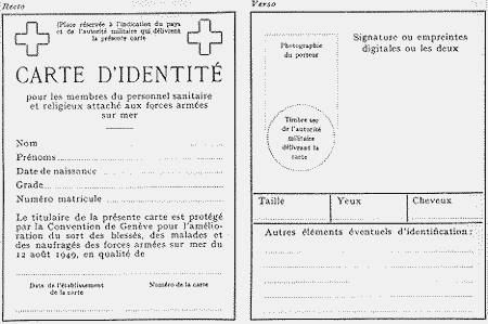 Mod�le de carte d'identit� pour les membres du personnel sanitaire et religieux